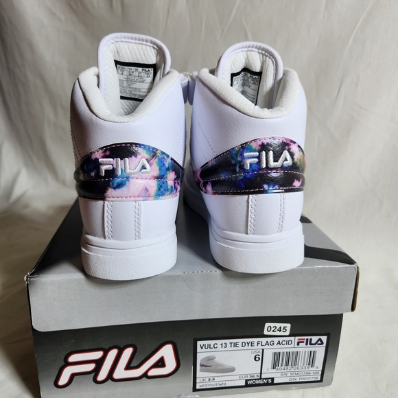 Fila Vulc 13 Tie Dye Flag Acid 6 White High-Top Sneakers with Tie-Dye Accent - Picture 2 of 7